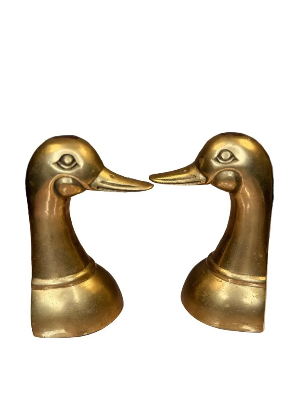 Vintage Brass Duck Bookends | Mid-Century Waterfowl Bookends